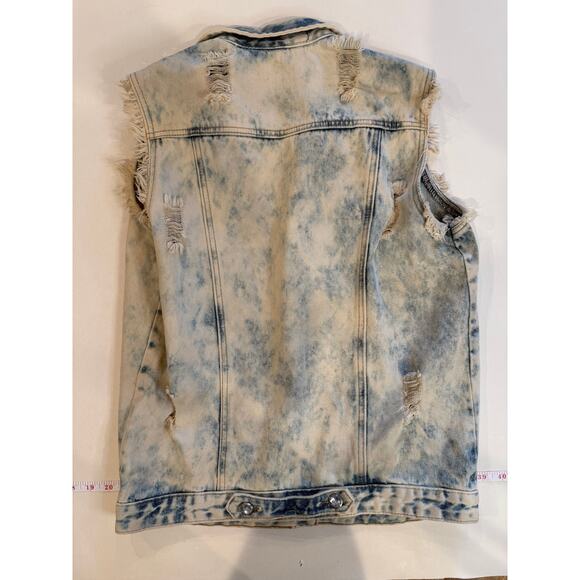 Blue Identity Denim Vest M –Bleached Distressed Sleeveless grungecore street - Picture 3 of 7
